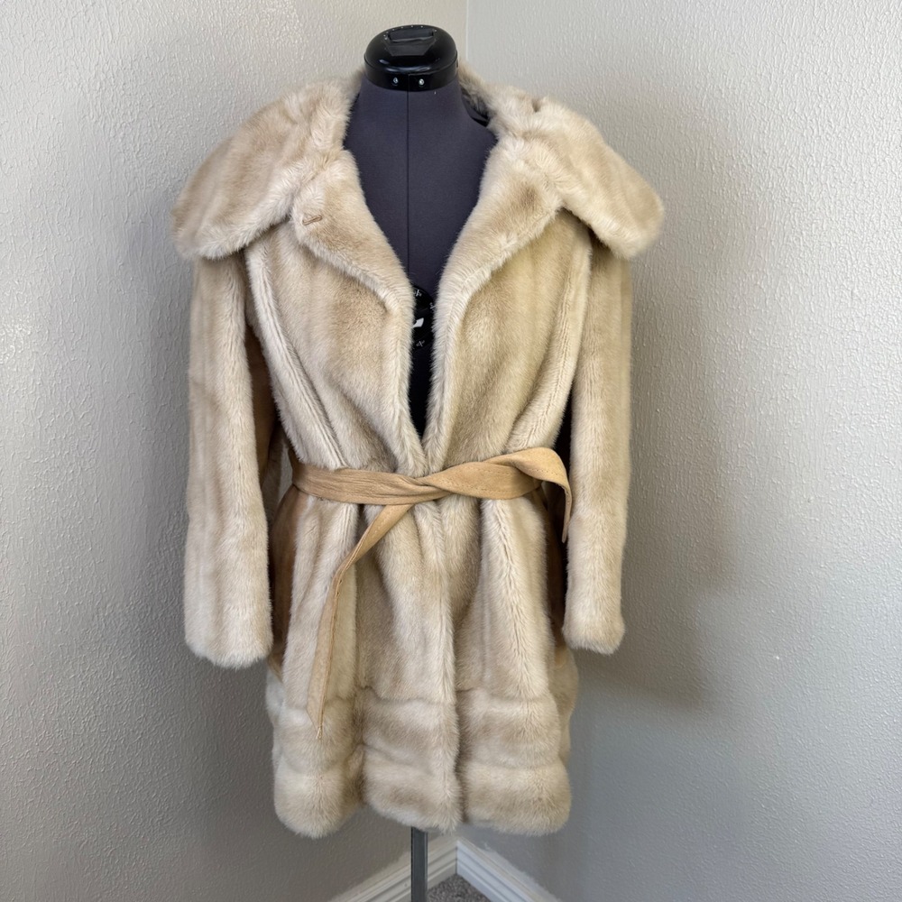 Lilli Ann Vintage Faux Fur Jacket Suede Trim 60's 70's Hippy Boho Festival Party